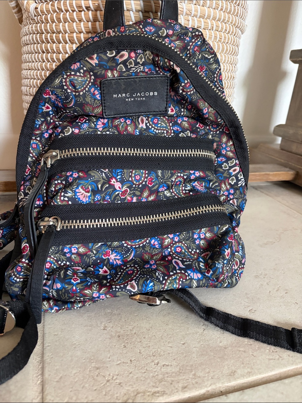 Marc Jacobs Black Floral Paisley Mini Backpack